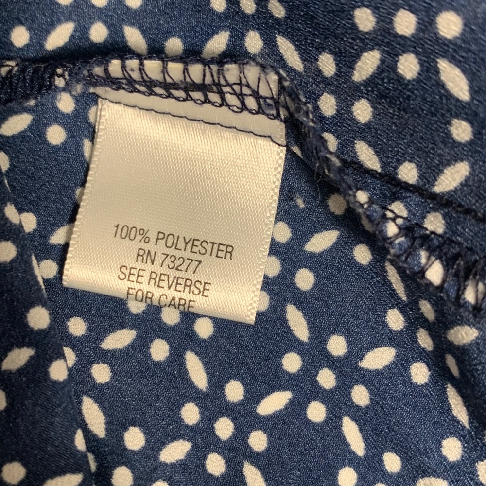 croft & barrow Navy and White Printed Button-Front Top - Picture 12 of 13